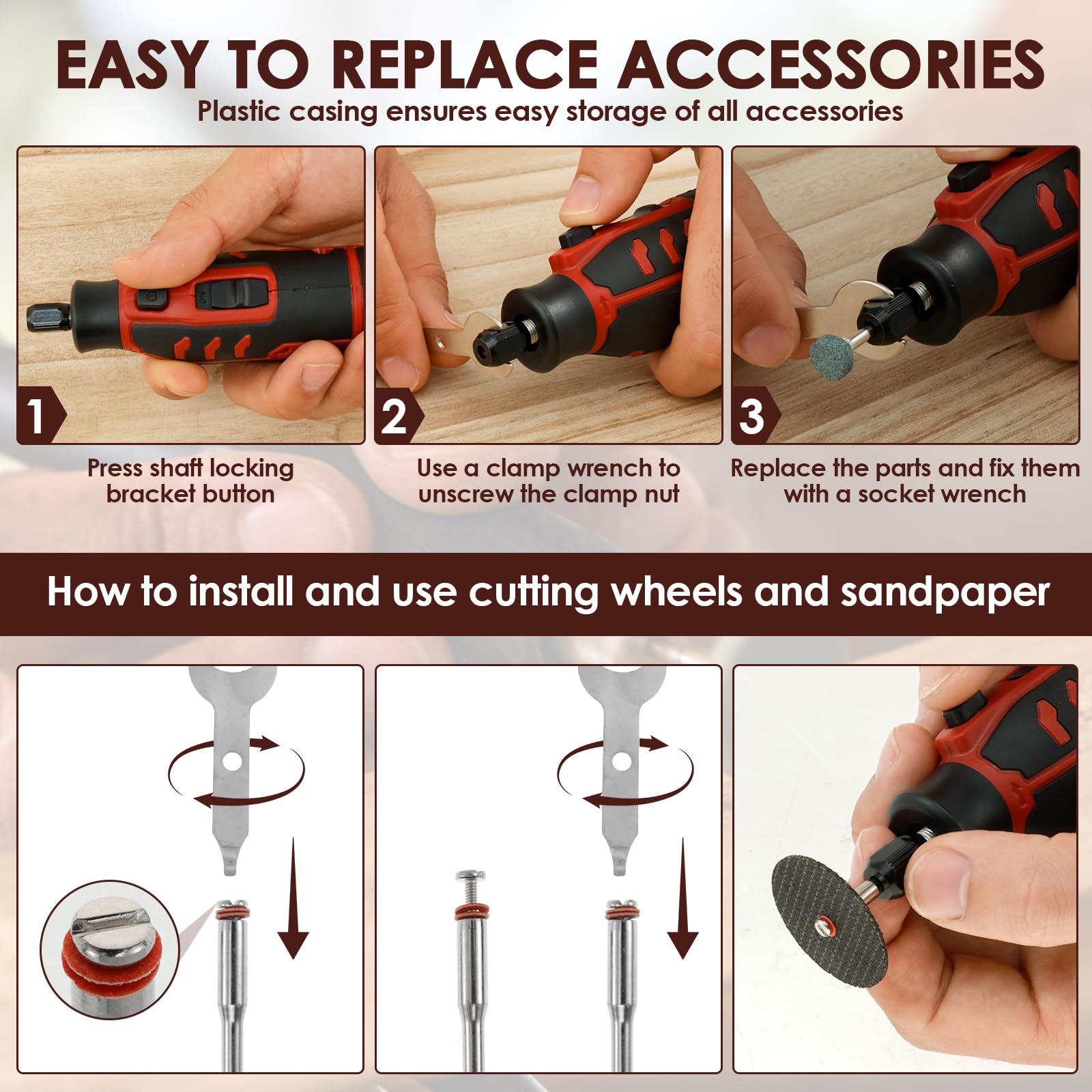 Mini Rotary Tool Kit with 231 Accessories, Cordless Electric Grinding Engraving Tool, 6 Speed USB Rechargeable Crafts DIY Polishing Tool with Polishing Wheel for Sanding Cutting Engraving