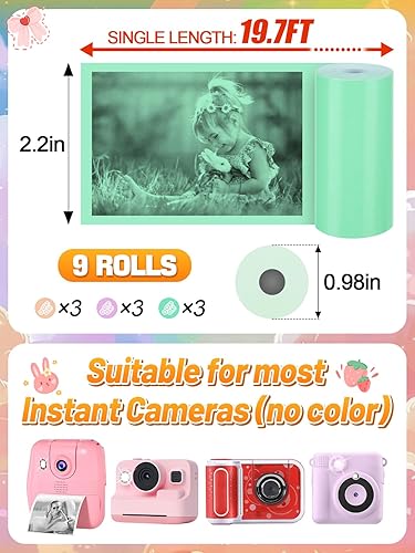 Miniatura 5 de 9 rollos de papel de repuesto para cámara instantánea para niños, papel térmico para impresora fotográfica, papel de repuesto de cámara instantánea