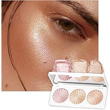 3 Colors Highlighter Makeup Palette, Face Highlight Makeup Contour Powder, Waterproof Long Lasting Glitter Face Illuminator Highlighter for Women, 02 Sunset Radiance Trio