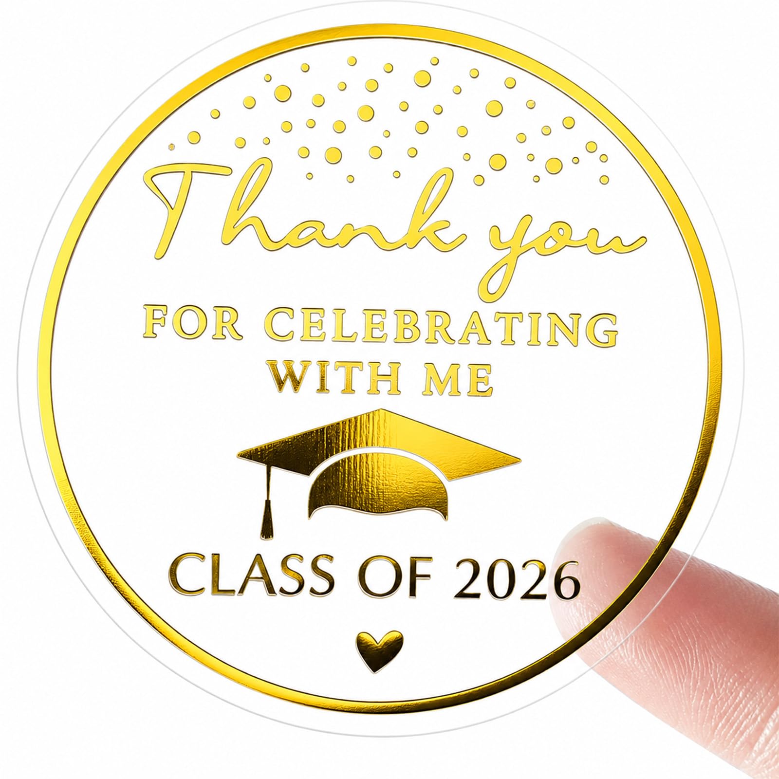 Yunvisty Gold 100Pcs Graduation Stickers Class Of 2026 Sticker Graduation Decorations Foil Celebrating With Me Sticker Round Adhesive Grad Labels For Graduate Party Favors Gift Wrapping Envelope Seals