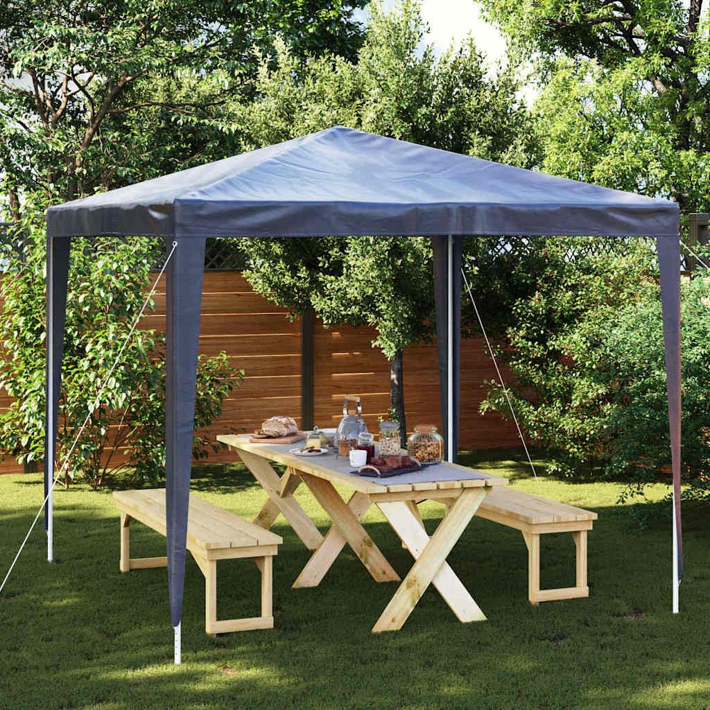 Gazebo da festa, blu, 2,5 x 2,5 m, con struttura in ferro