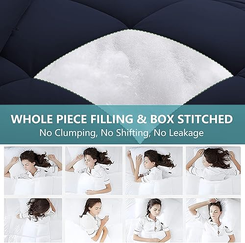 Miniatura 4 de EnvioHome Bed in a Bag - Juego de edredón Queen con sábanas, azul marino, 7 piezas, juegos de ropa de cama suave para todas las estaciones, tamaño