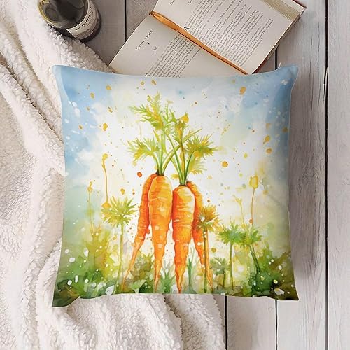 Miniatura 4 de Fundas de cojín cuadradas con diseño de acuarela de zanahorias en el sol, 24 x 24 pulgadas, diseño de zanahoria, Pascua, granja, decoración para el