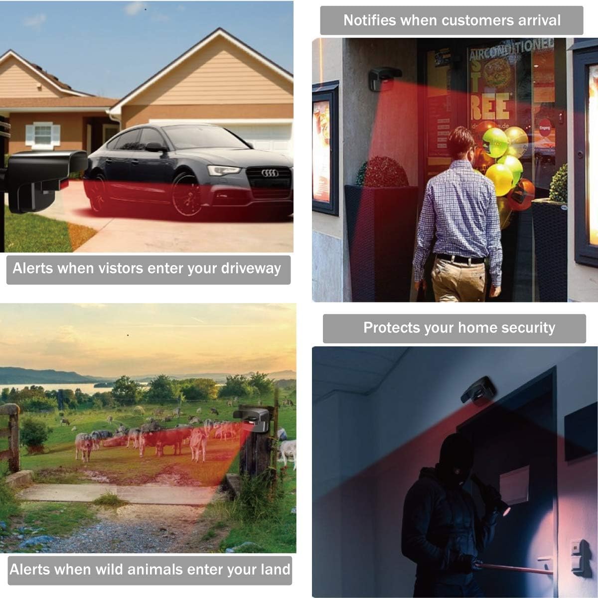 Exclusive Discount 70% Price Kessacca Driveway Alarm, Long Range Weatherproof Motion Sensor Alarm Wireless Outside Motion Detector, Driveway Alert for Home Security Alarm System