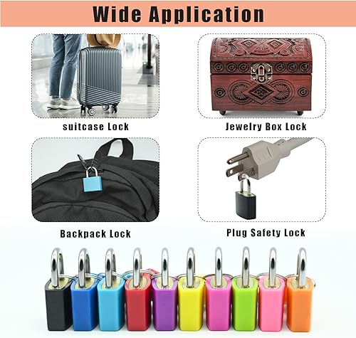 Miniatura 4 de 20 candados para maletas con llaves, candados pequeños de equipaje de 0.98 pulgadas (0.906 in), multicolor, de latón macizo, mini candados para