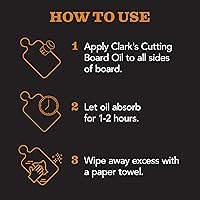 Vista 6 de CLARK'S - Aceite para tabla de cortar (12 onzas) Enriquecido con aceites de limón y naranja Aceite mineral de grado alimenticio Aceite