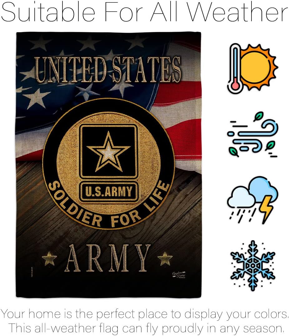US Army Soldier for Life Burlap Garden Flag - Set Wall Hanger Armed Forces Rangers United State American Military Veteran Retire Official - House Banner Small Yard Gift Double-Sided 13 X 18.5