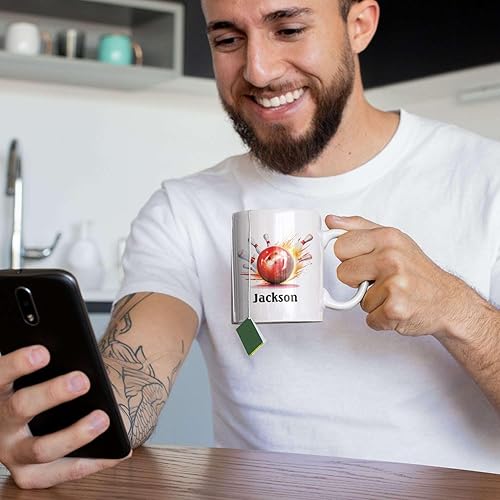 Miniatura 5 de Novedad taza de porcelana de bolos personalizada, taza de té de cerámica de bolos regalos para entrenadores, fanáticos, tazas de café de bolos