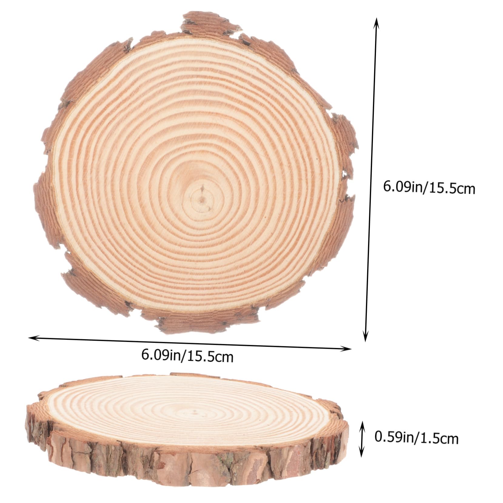 6piezas Rodajas De Madera Natural Redondas Para Manualidades y Decoración Navideña