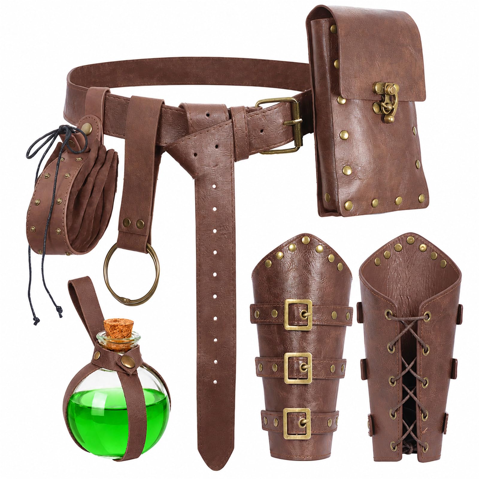 Renaissance Belt Pouch Set Medieval Pirate Ren Faire Accessories