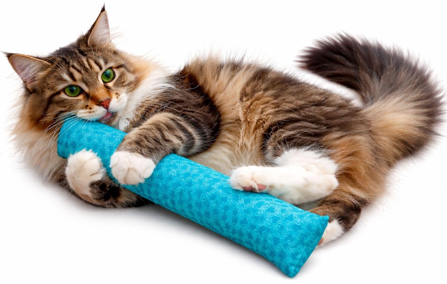 15” Handmade in USA Catnip Kicker Toy – Large Heavy Duty Plush Cat Kick Stick for Indoor Cats & Kittens – 1 oz Potent Canadian Catnip – Bunny Kick Toy, Turquoise