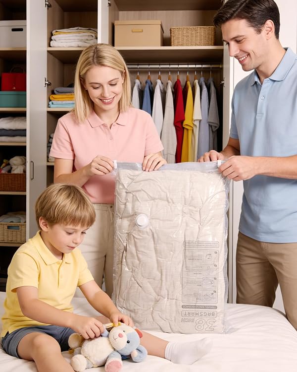 BAGSMART Vacuum Bags for Clothing with Rechargeable Air Pump, Portable Space Saver Bags for Home, Vacuum Compression Seal Bag for Clothing, Blanket, 24 Pack-Gray by BAGSMART - Used condition - Image 6