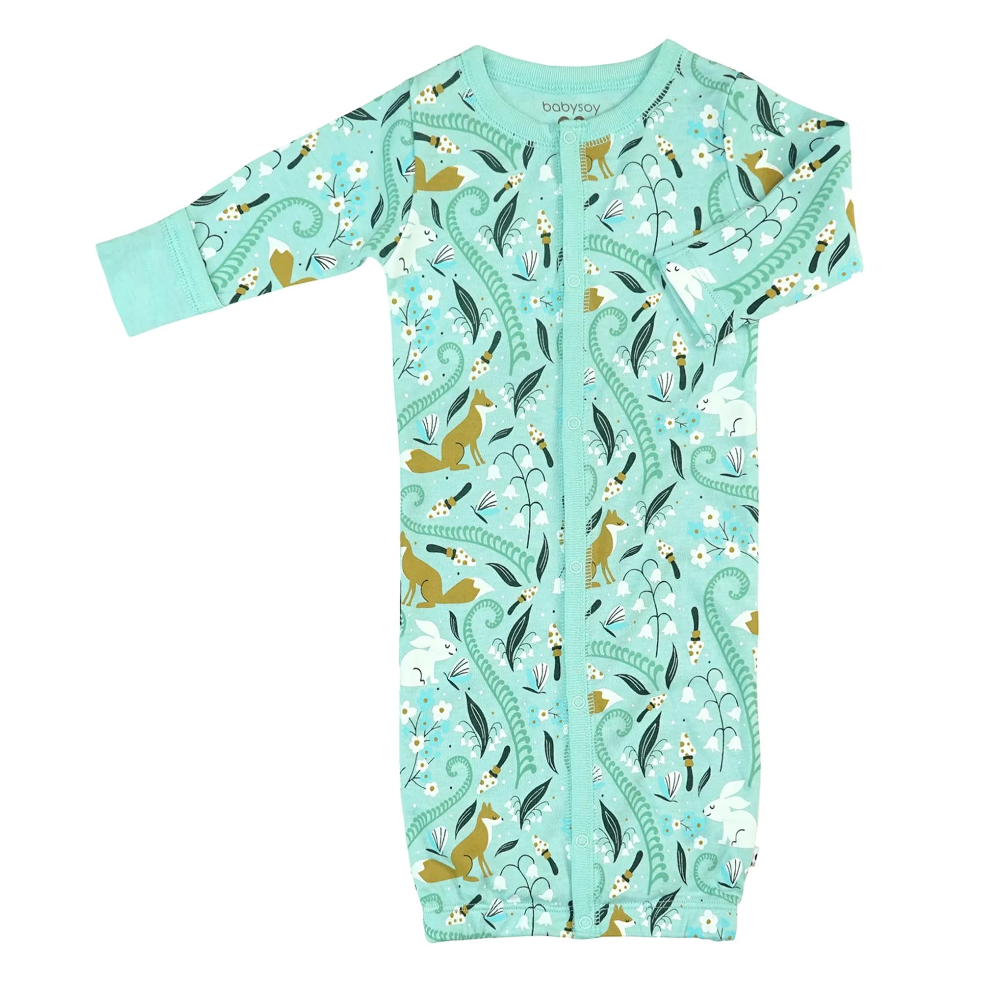 Babysoy Unisex Baby Long Sleeve Gown Sleep Sack, Ultra Soft Nightgown, Newborn Reversible Mittens