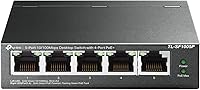 Vista 1 de TP-Link TL-SF1005P Conmutador PoE Ethernet rápido de 5 puertos 4 puertos PoE+ 10/100 Mbps @67W Escritorio Plug & Play Metal resistente