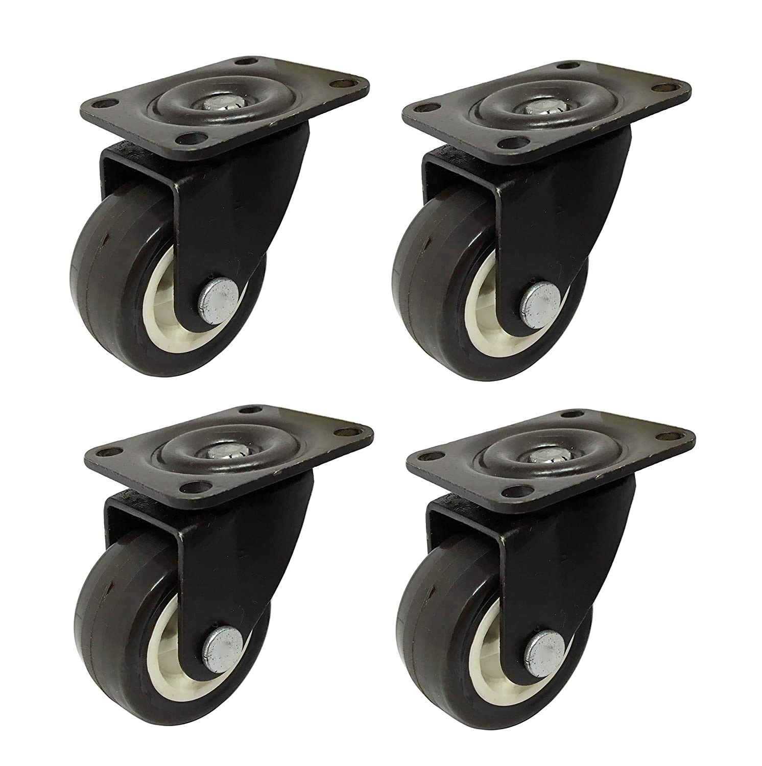 SWIIFT 4 x Small 1.5" Single Wheel PU Castor / 150kg Load Capicity (Black)
