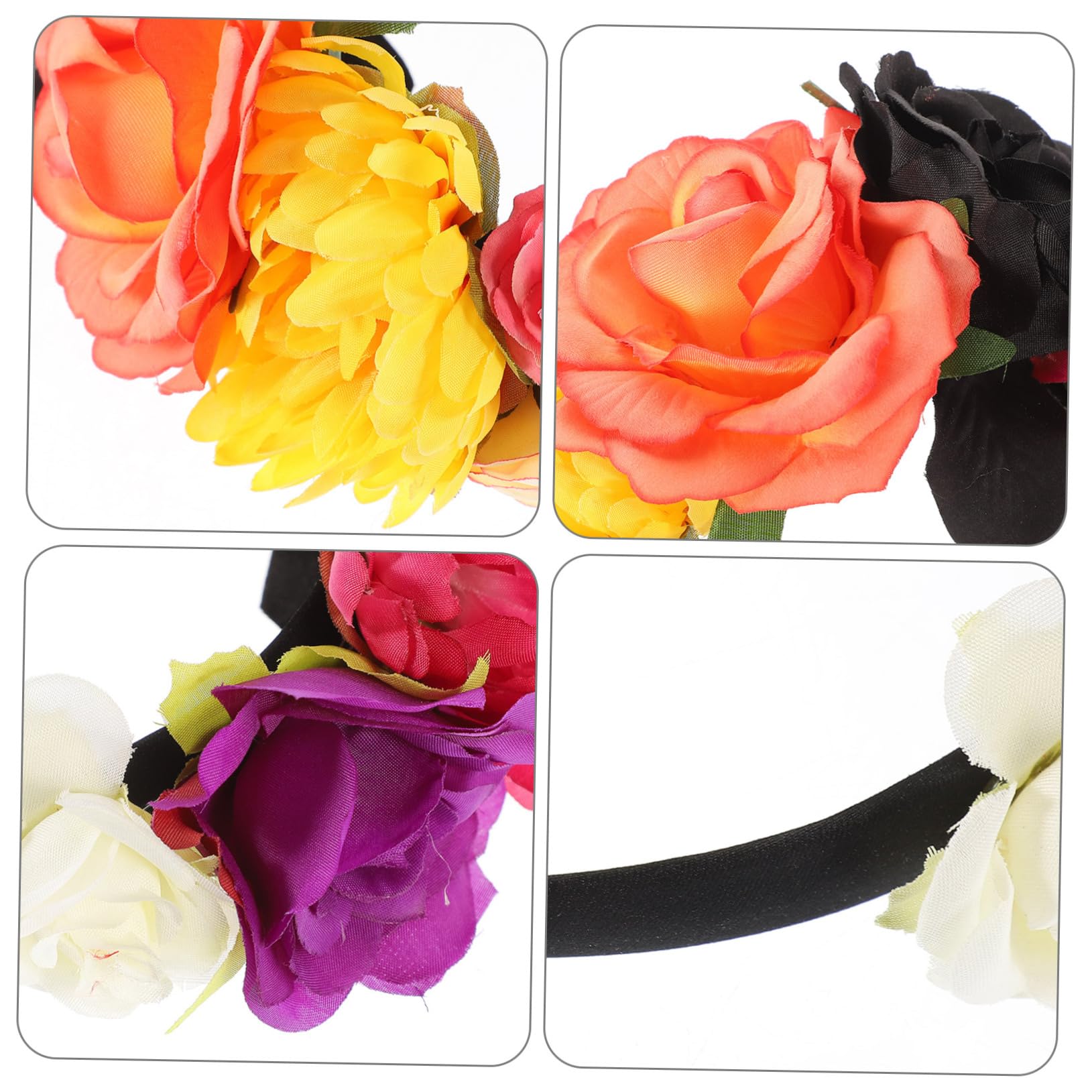 Pack Mexikanisches Blumenstirnband mit Rosenmotiv, Cloth