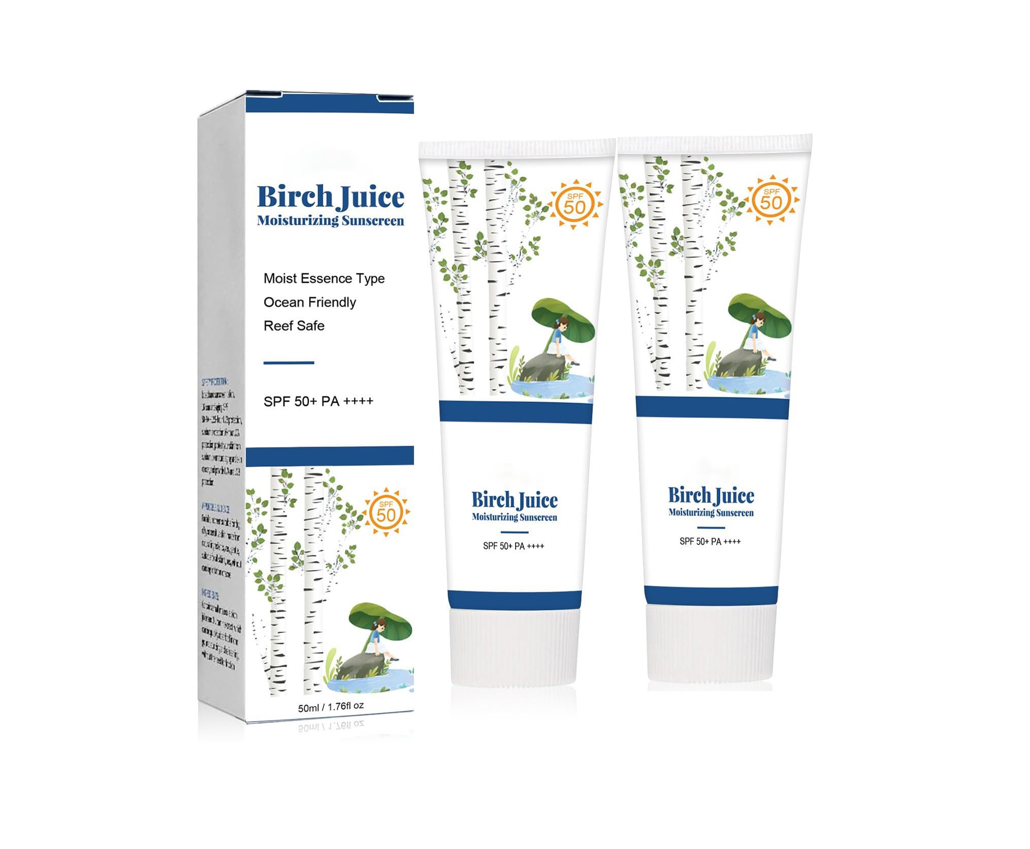 NALACAL Birch Juice Moisturizing Sun Cream, Korean Sunscreen, Face Sunscreen Moisturizer, Korean Sunscreen for Face, Korean Skin Care Facial Sunscreen, UV Defense, for Women & Men All Skin Types