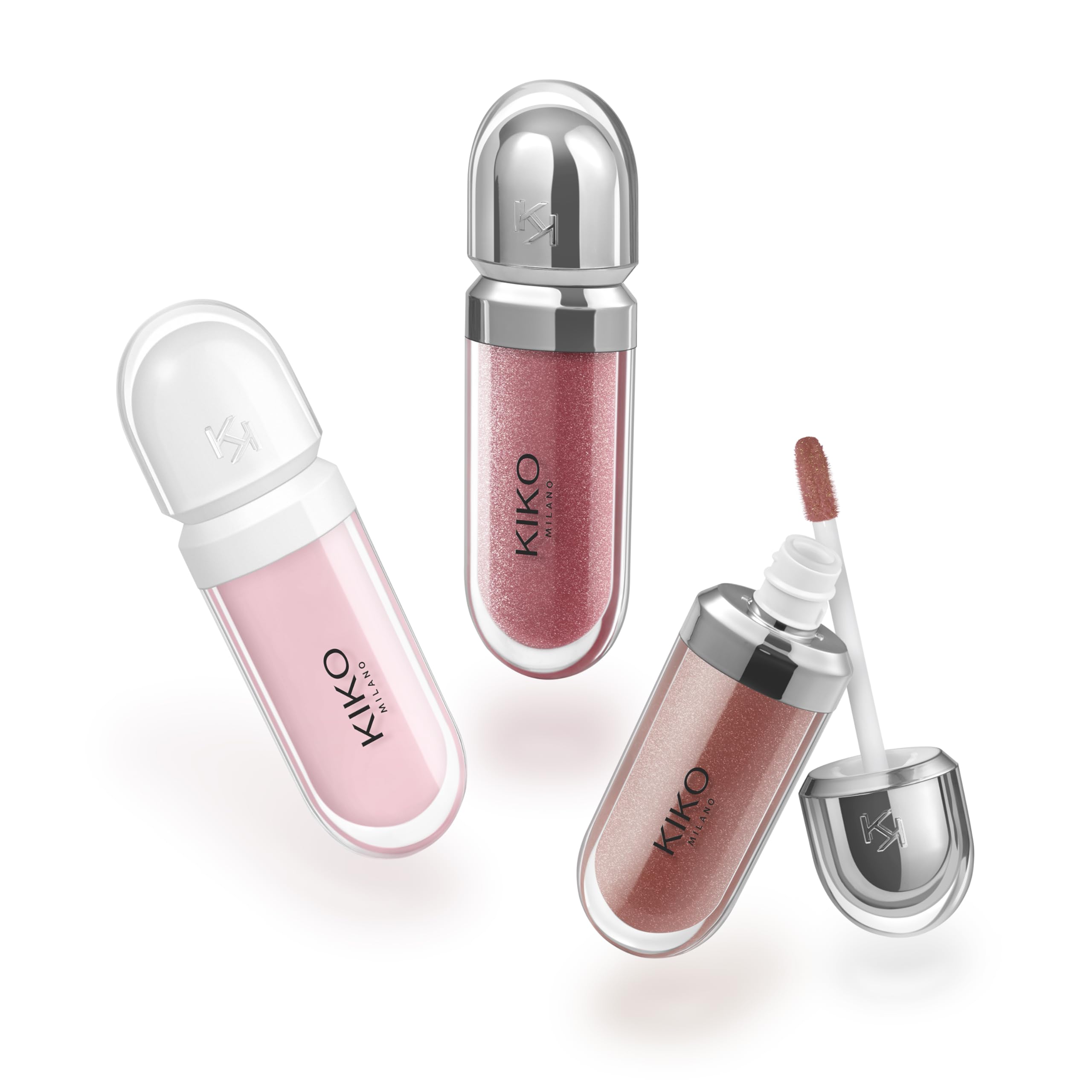KIKO Milano Glossy Lip Set, Set Makeup: 2 Lucidalabbra Idratanti E 1 Crema Labbra Perfezionatrice