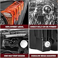 Vista 5 de JSBOYAT Conjunto de faros delanteros de repuesto para Honda CR-V CRV 2007-2011, carcasa negra, reflector ámbar para lado del conductor