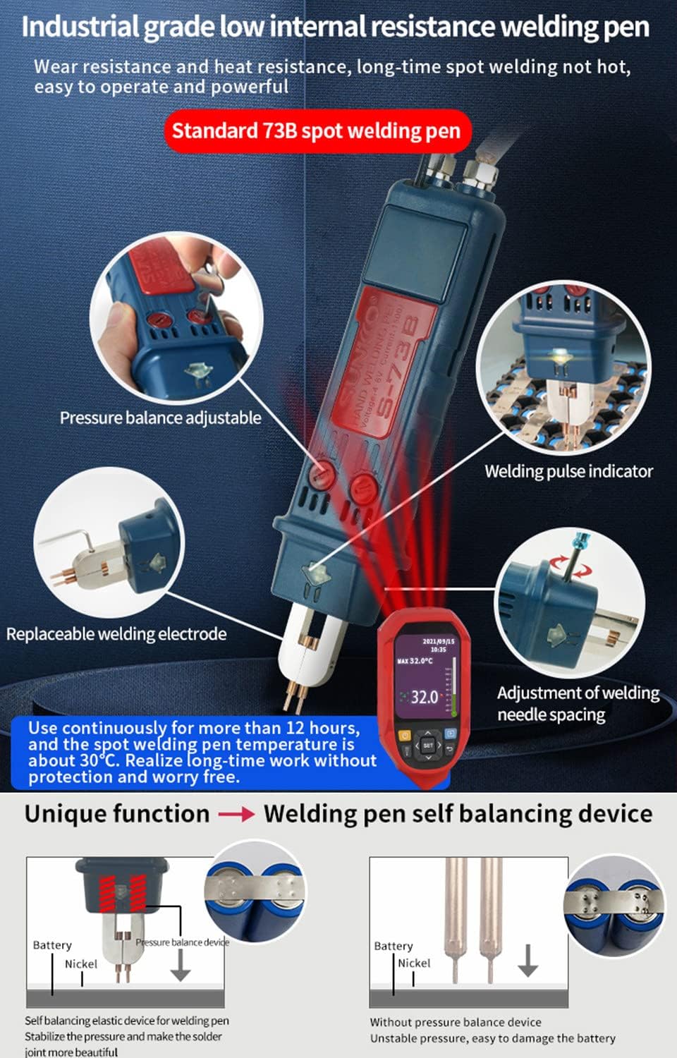 KLUFO Battery Pack Spot Welder 801D Pulse Spot Welder Precision Battery Welder 12KW Capacitor Energy Storage Spot Welder Machine for 18650 14500 Lithium Battery Pack Building