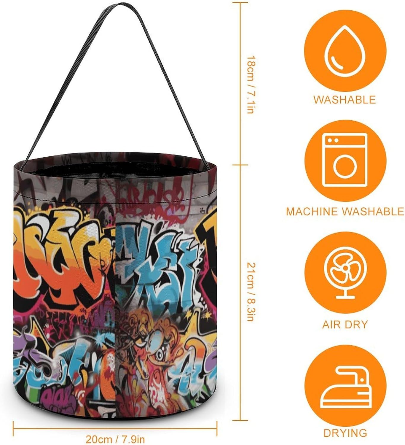 Reusable Halloween Graffiti Hip Hop Candy Bucket with Handle image 2