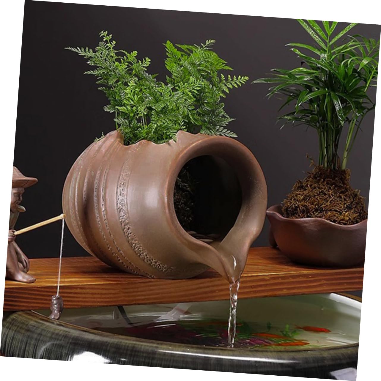 CIYODO Water Pot Planter Garden Pond Decor Ceramic Jar Water Fountain Outdoor Decorative Jar