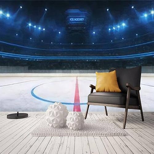 Miniatura 3 de Murales de pared 3D removibles para despegar y pegar, calcomanías modernas, pista de hockey sobre hielo, iluminada para interiores con abanicos,