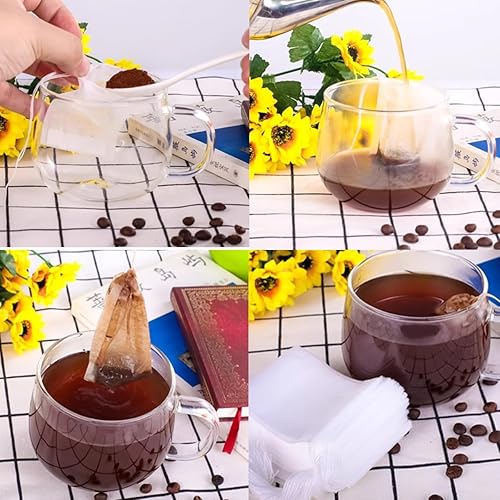 Miniatura 4 de RONYOUNG 300 bolsas de filtro de té desechables de 4 x 4.7 pulgadas, infusores de té vacías de muselina con cordón, bolsas de té con cordón de