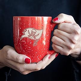 Rico Industries NFL Football Tampa Bay Buccaneers Primary 16 oz Team Color Laser Engraved Ceramic Coffee Mug