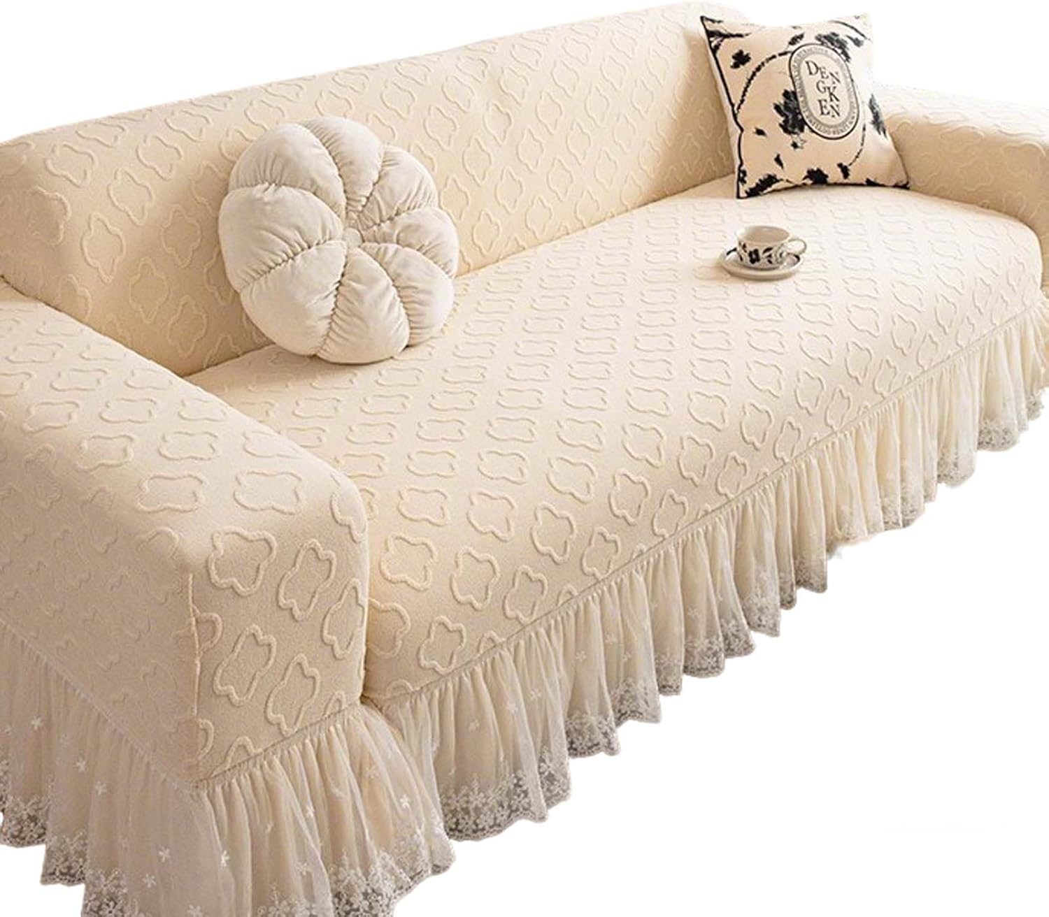Stretch Sofa Cover, Couch Cover Slipcover for Living Room Furniture Protector, Elastic Fit for 1 2 3 4 Seater Sofa, Sectional Loveseat Recliner, Soft Fabric, Washable, Easy Install