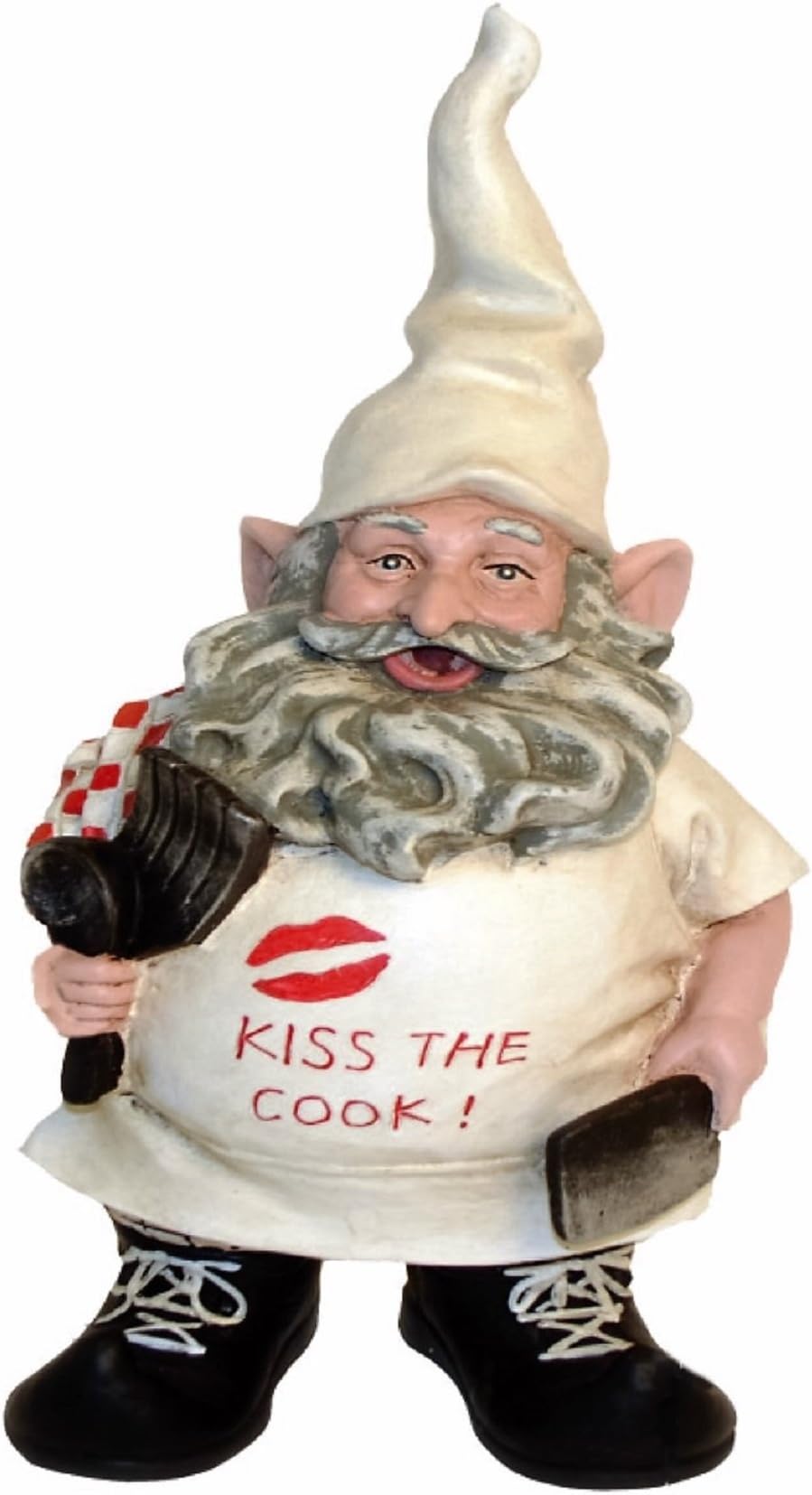 Chef Gnome with Cooking Kiss The Cook Apron Figurine Statue 8.5" H