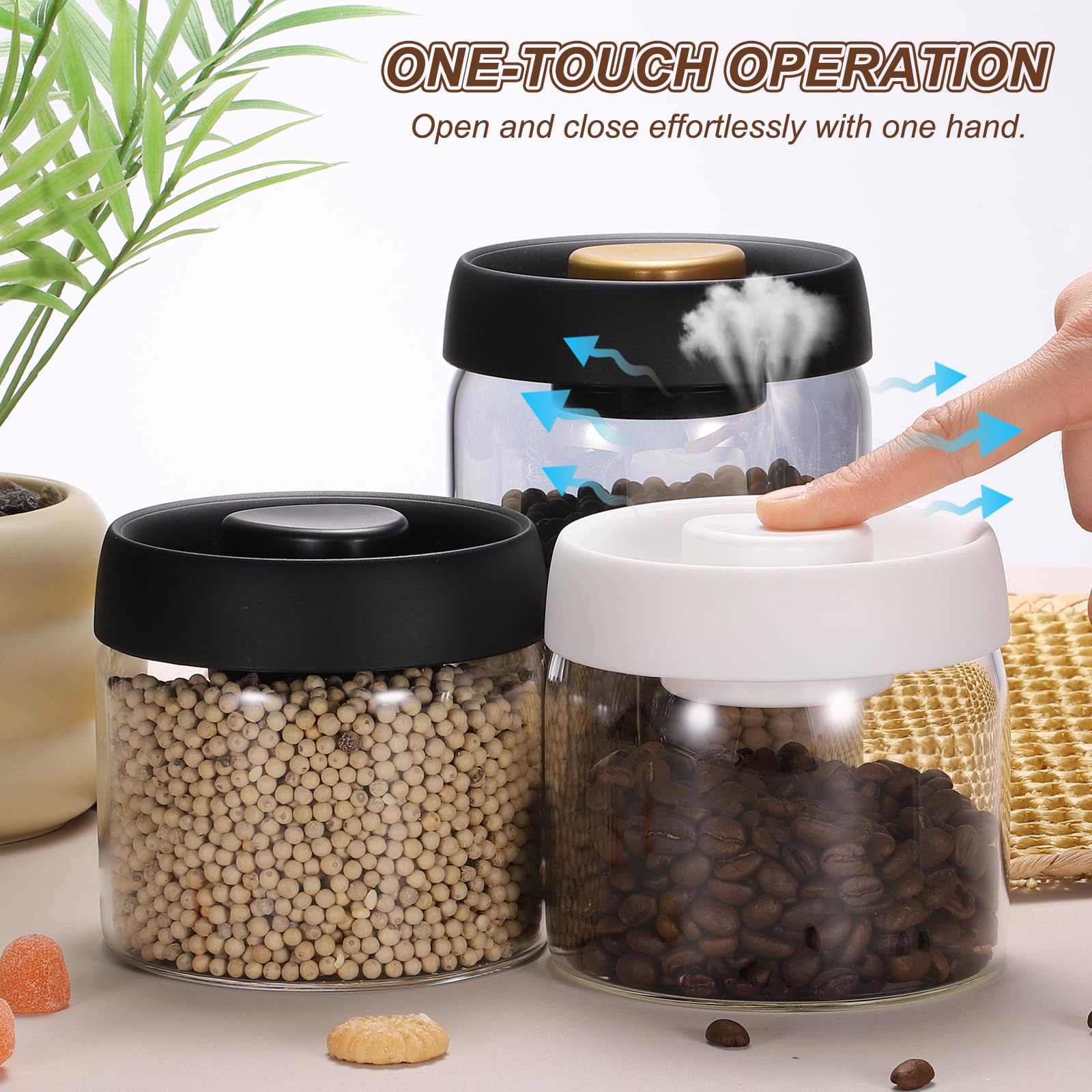 QUARKZMAN 42.2oz Barattolo Caffè In Vetro Sottovuoto Barattolo Per Caffè