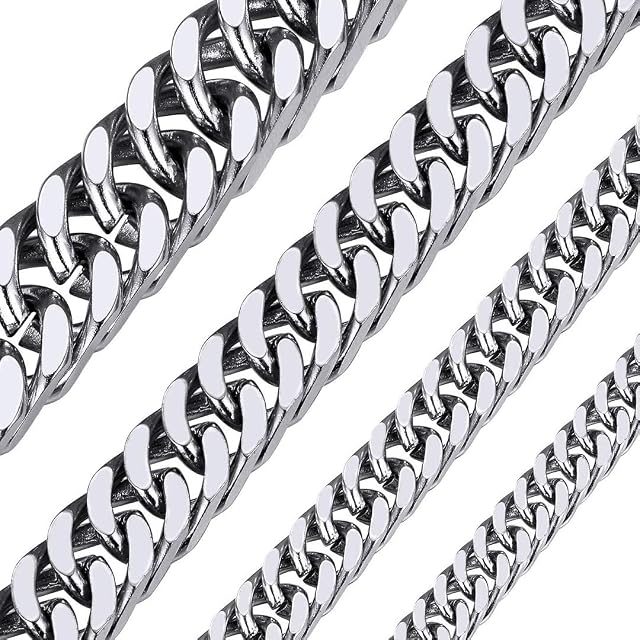 Cuban Link Chain for Men Women Stainless Steel Curb Chain