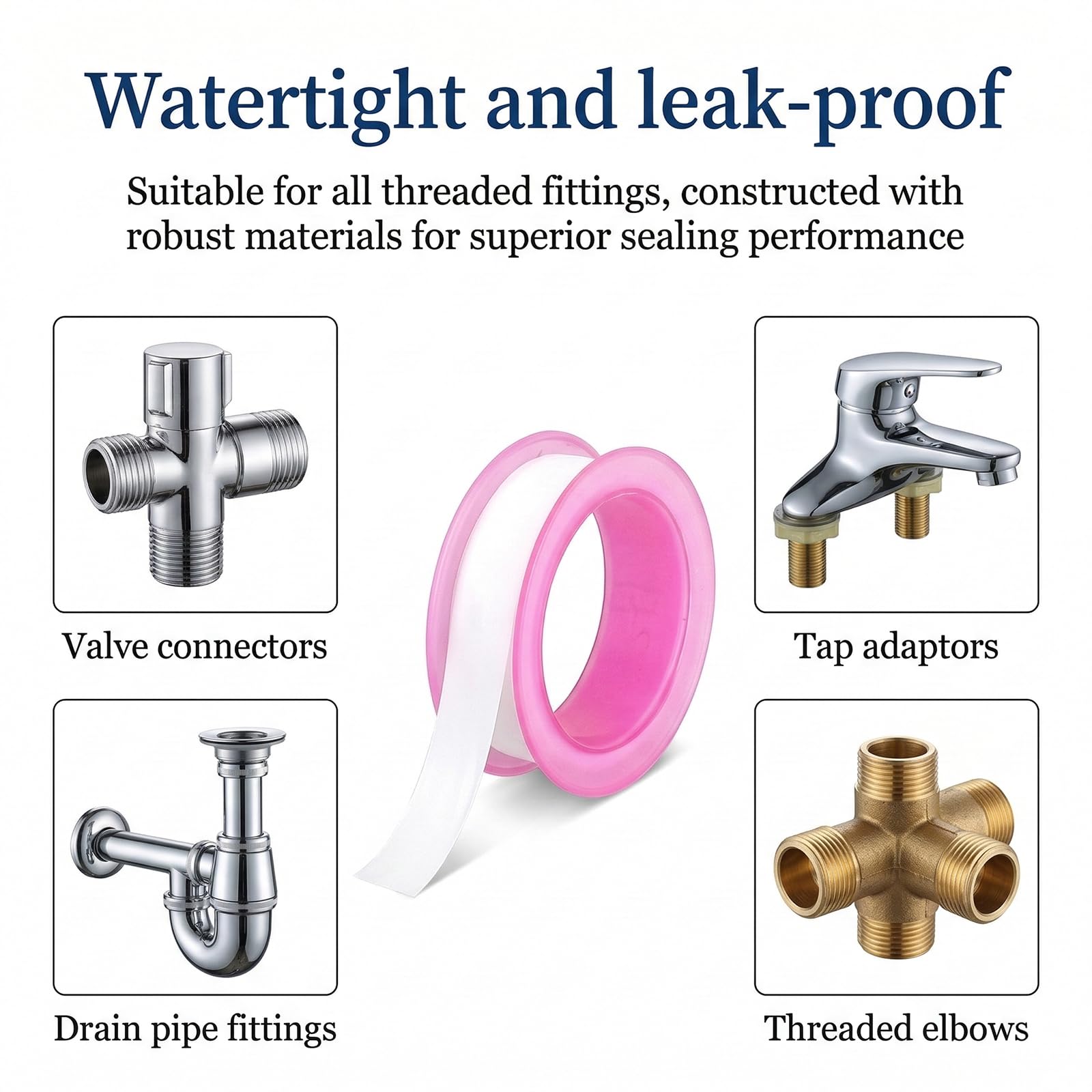 Reductor de 2 Piezas de 3/4 a 1/2 con Rosca Hembra y Cinta de Sellado de PTFE 3/4-inch to 1/2-inch Adapter para Tuberías de Agua Calefacción Agua Potable Depósitos y Conexiones de Fontanería — view 5