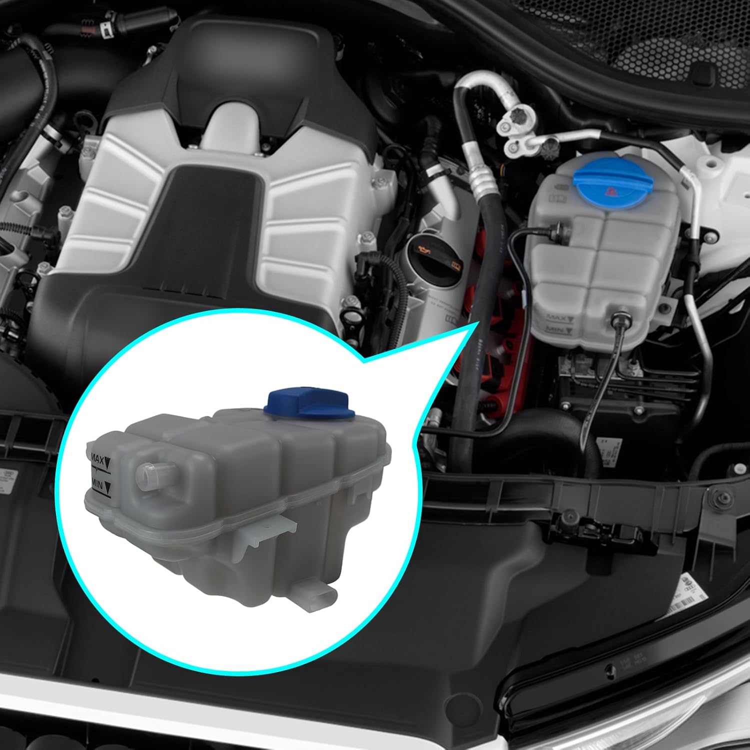 4G0121403G Engine Coolant Reservoir Tank with Sensor & Cap Compatible with 2012 - 2018 Audi A6, A6 Quattro, A7 Quattro | 2014 - 2018 Audi RS7 | 2013 - 2018 Audi S6 | Replaces# 4G0121403AC