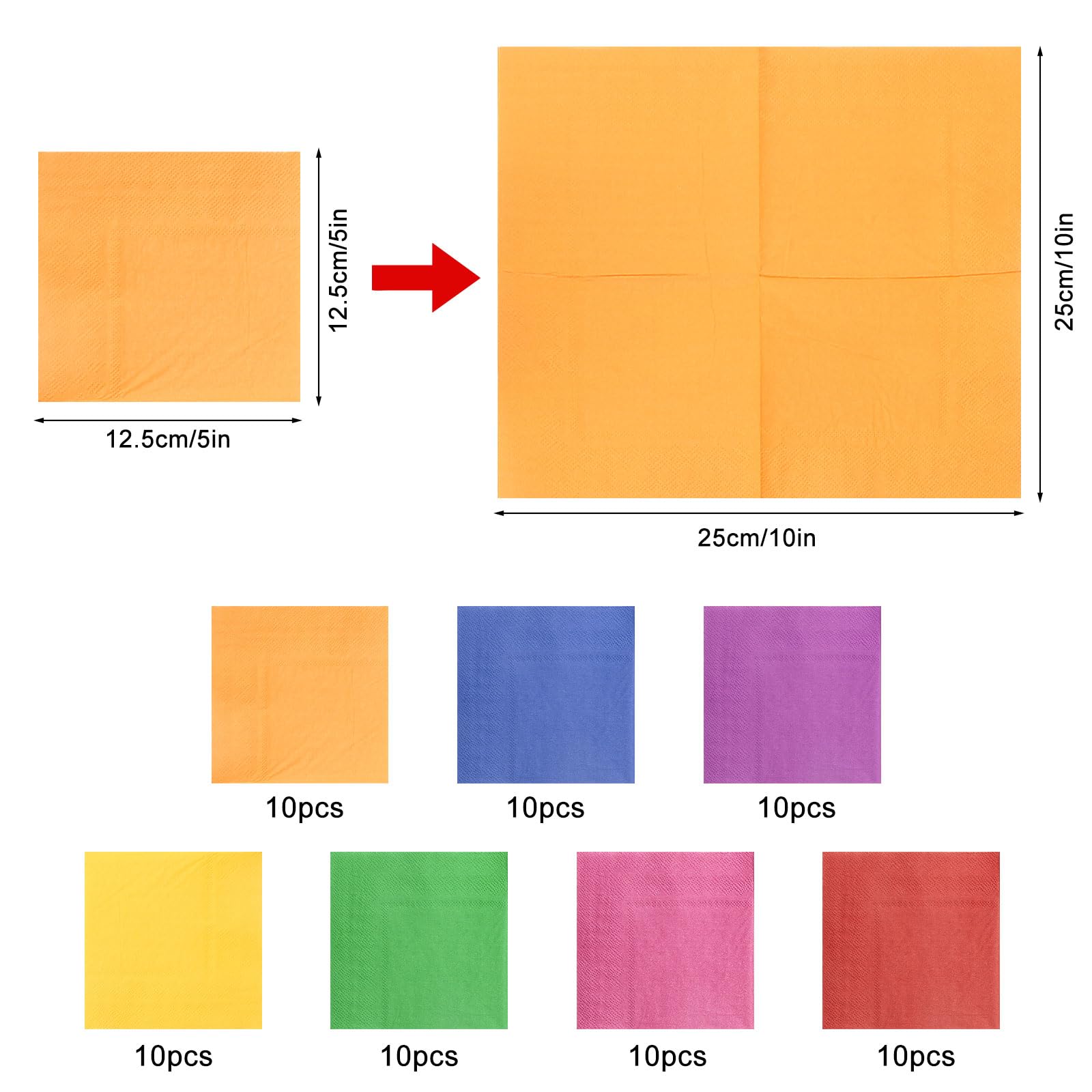 Tovaglioli Di Carta Colorati - 140 Pezzi, 25x25cm, 2 Strati, Assorbenti, Per Feste E Compleanni - Foto 8