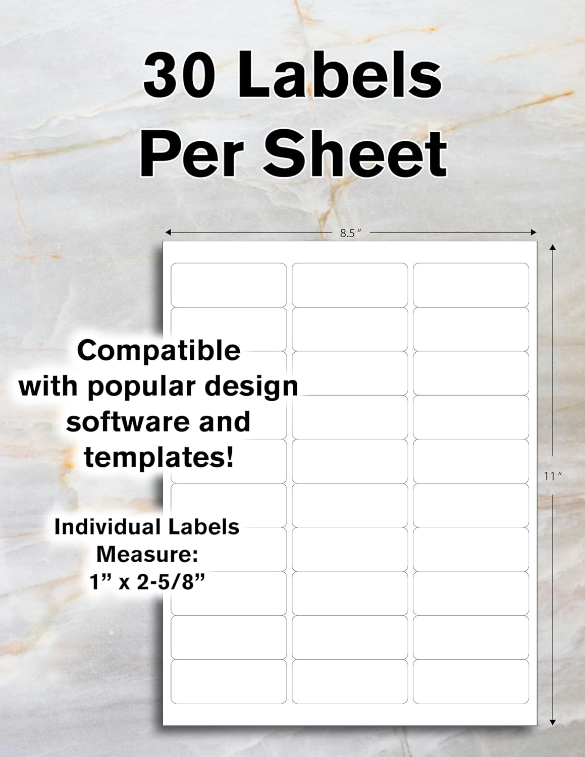Fluorescent Orange Printable Mailing Labels/Qty 30 Labels Per Sheet / 2-5/8" x 1" (2.625 x 1) / Bright Adhesive Paper/Compatible with Inkjet and Laser Printer/Blank Labels