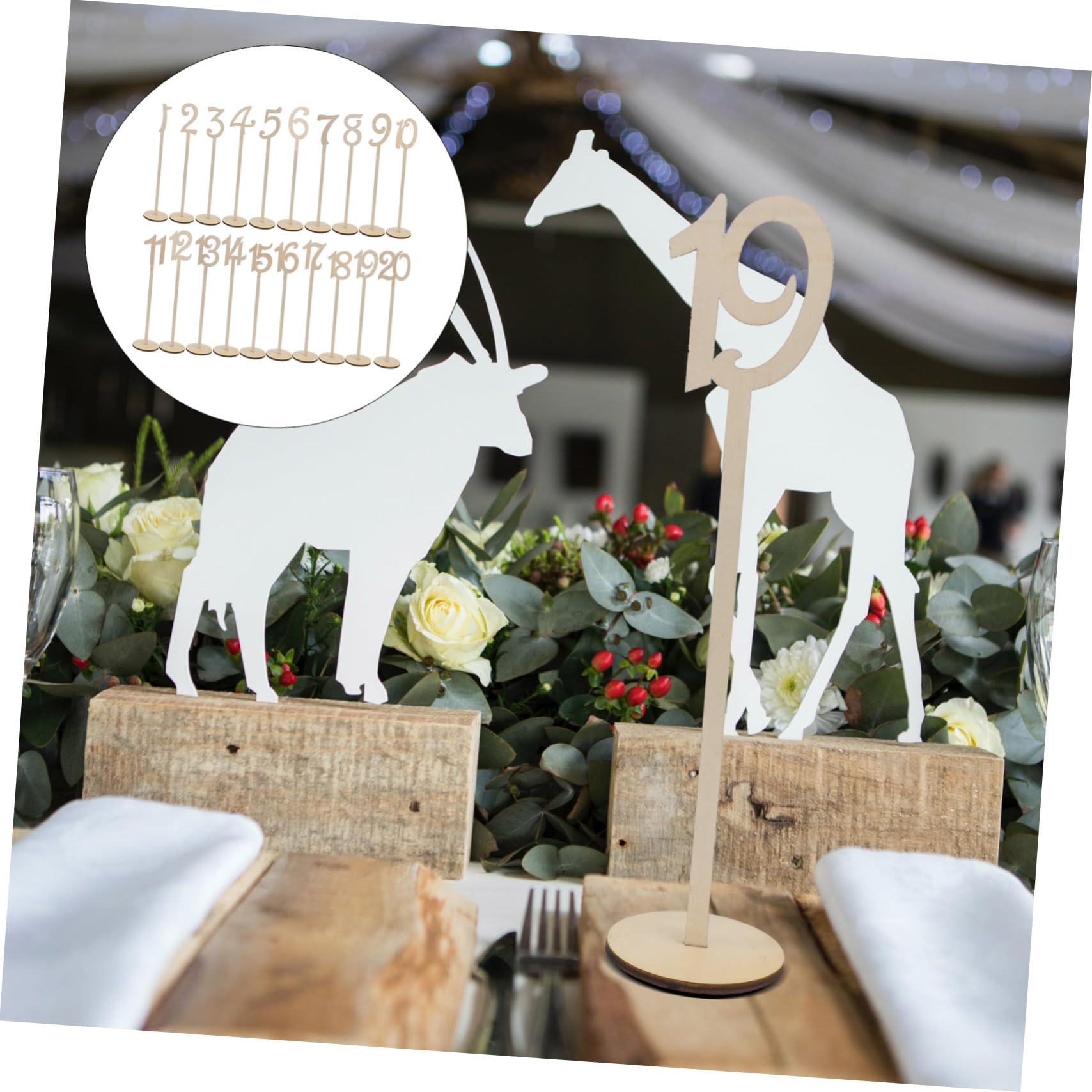 LABRIMP Número de Mesa de Boda 1 Juego de Madera Beige Diseño Hueco
