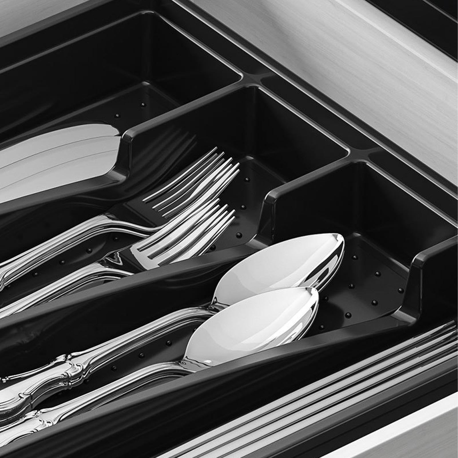 Portaposate in argento, portaposate | Vassoi per posate da cucina, scatola portaoggetti in argento con 5 scomparti, portaposate con coperchio per organizzare le posate