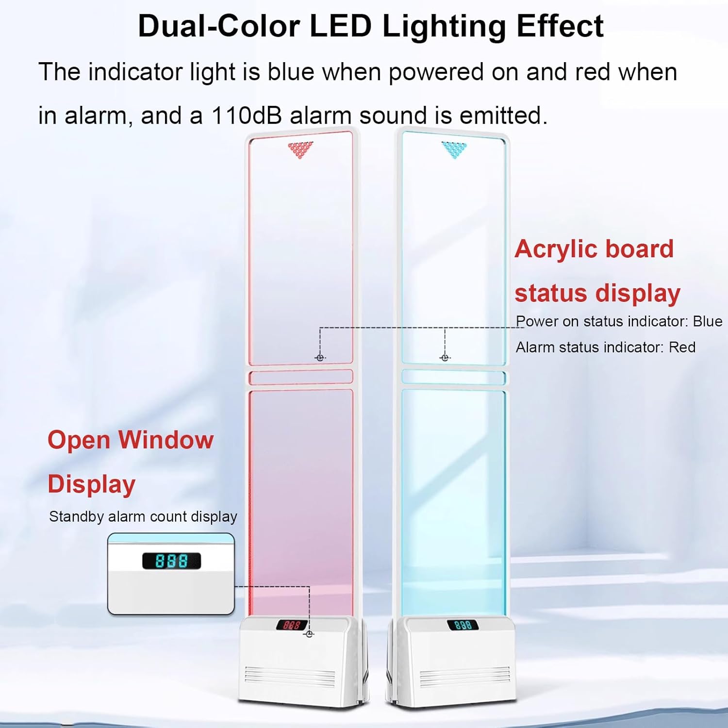 AM 58KHZ EAS Security Alarm System, Retail Anti Theft Equipment, Security Tags Antenna Tower, Audible and Visual Alarm, for Supermarkets and Clothing Stores