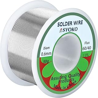 SYOKO 60/40 0.6mm 50g Tin Lead Rosin Core Solder Wire for Electrical Soldering, Soldering Wire, Electrical Solder, 1.8% Solder Flux (0.6mm 50g)