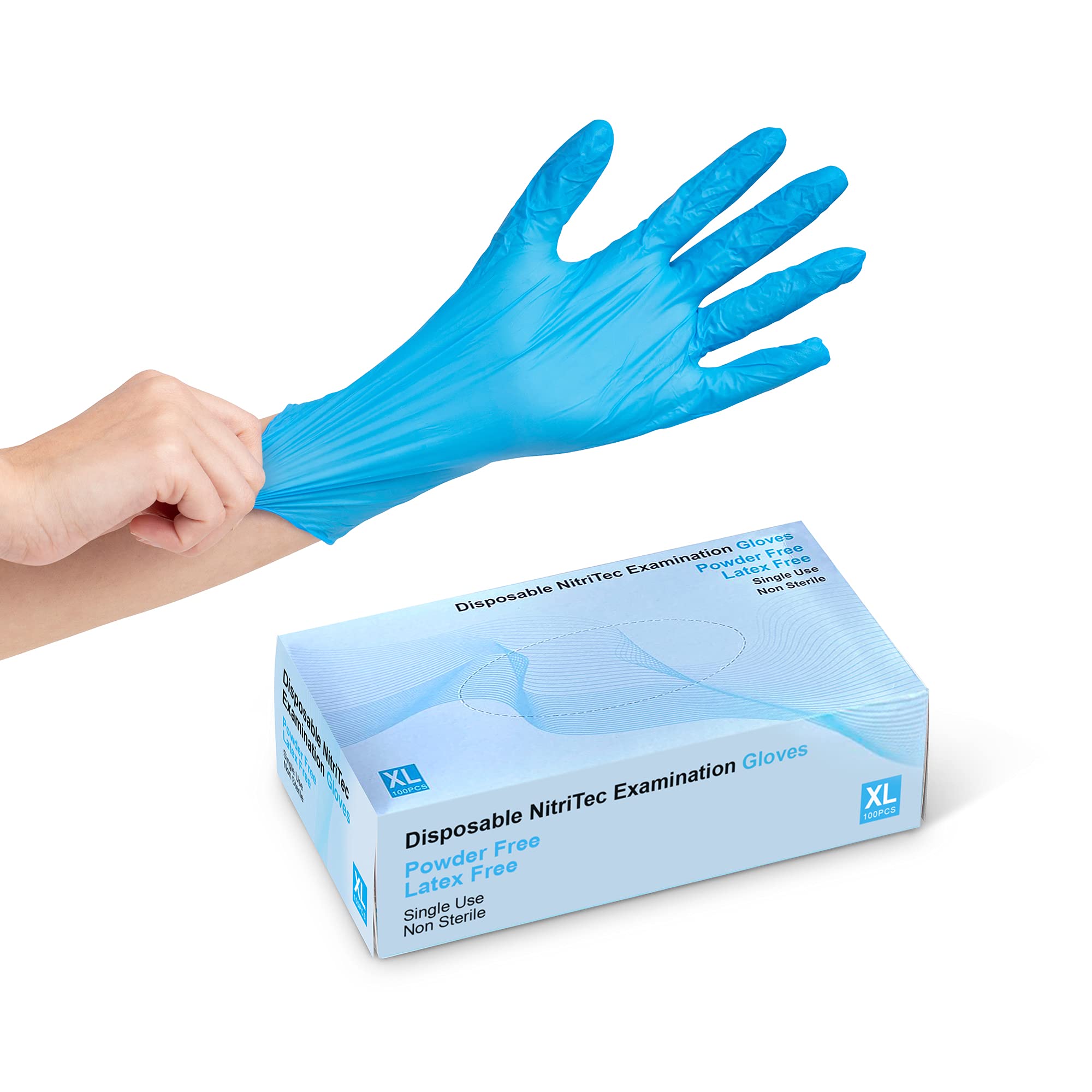 Buy 3.5 mil Blue Nitrile Gloves Disposable Latex and