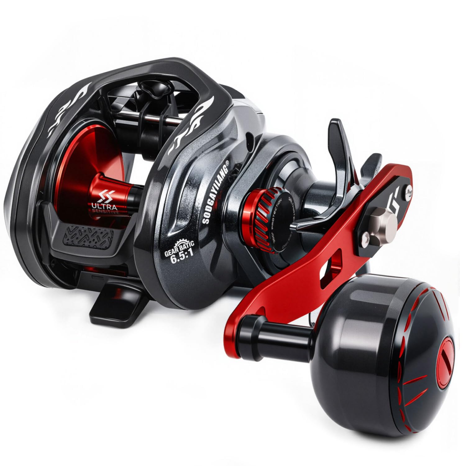 Sougayilang Baitcaster Fishing Reel, 400 Size with 35lbs Max Drag 6.3:1 Gear Ratio, Low Profile Casting Reel for Musky
