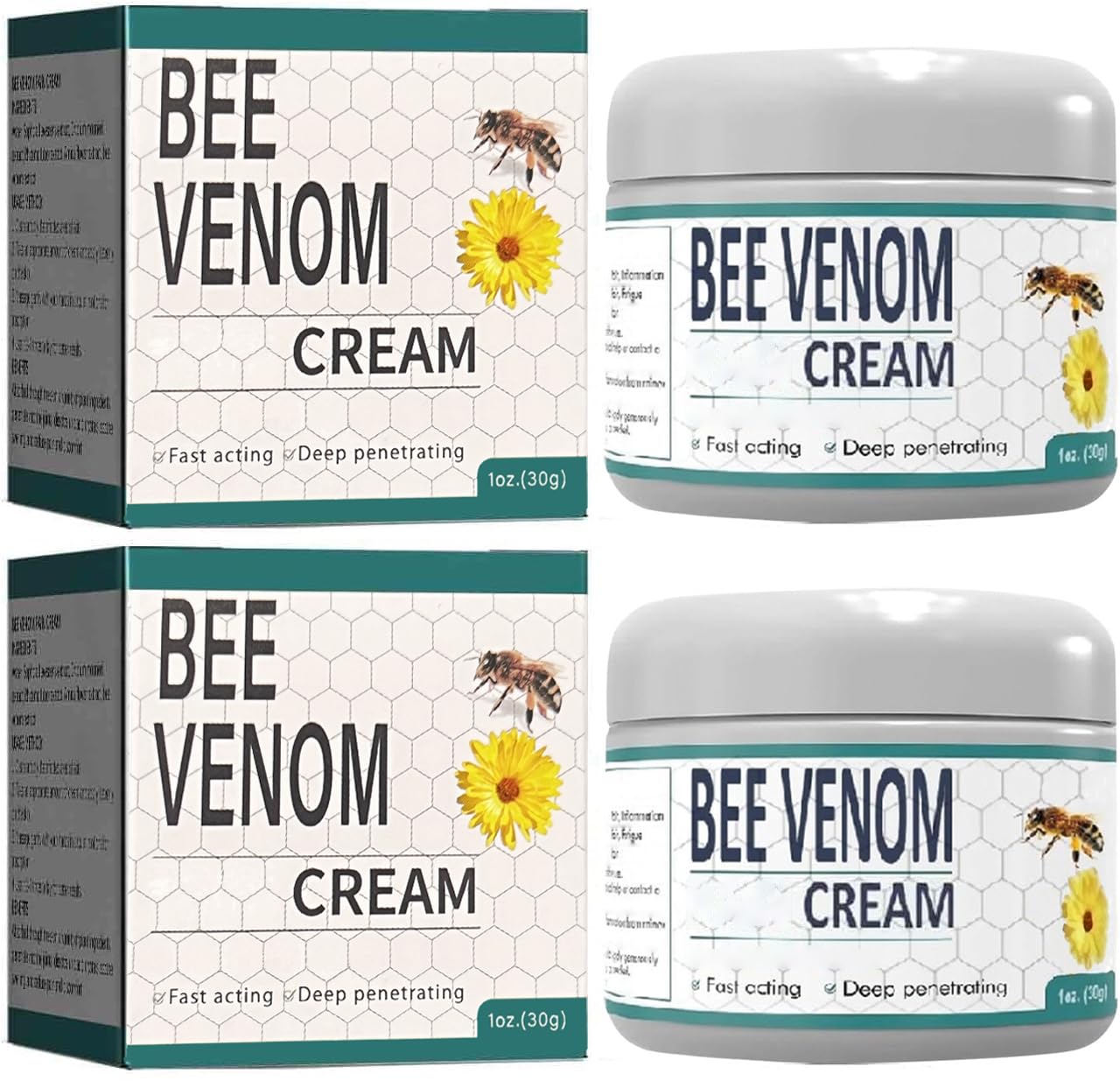 2PCS Bee Venom Moisturizing Cream, New Bee Venom Cream, Provides for ack,Neck,Hands,Feet Joints Etc.