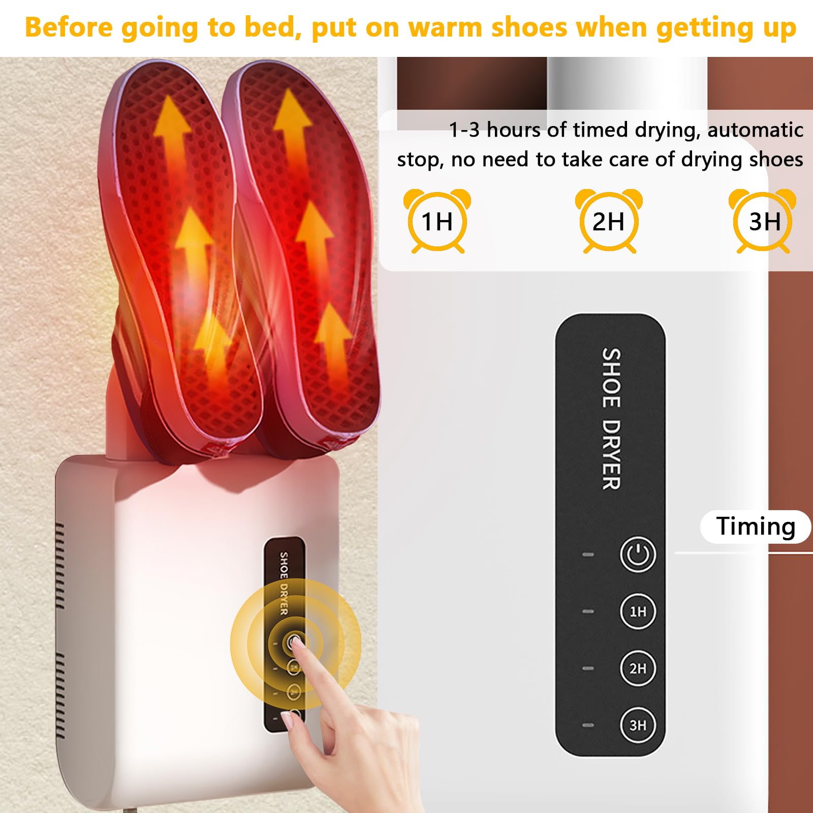 Asciugascarpe Elettrico Da Parete - 3 Timer Di Asciugatura | Bianco, 140W | Per Scarpe, Guanti, Cappelli - Foto 5