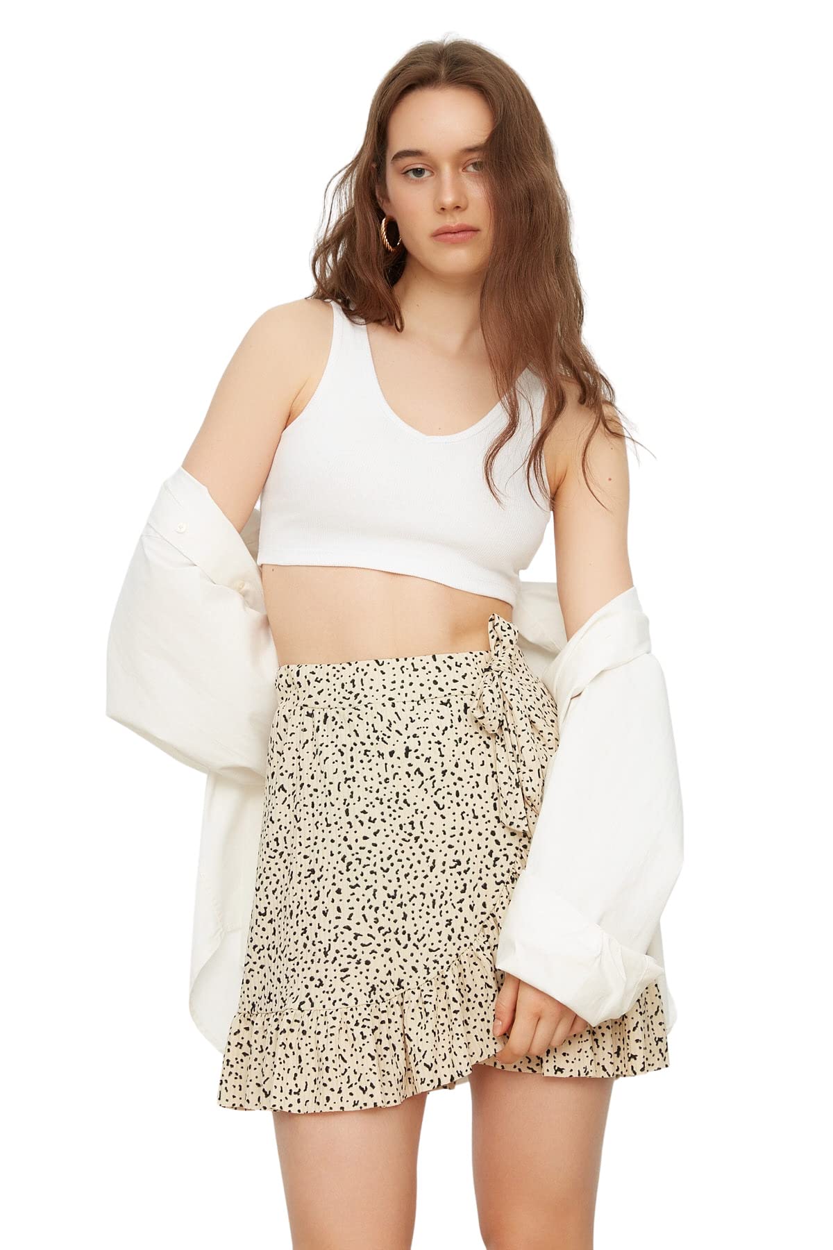 Trendyol Women Mini Ruffle Hem Regular fit Knit Skirt