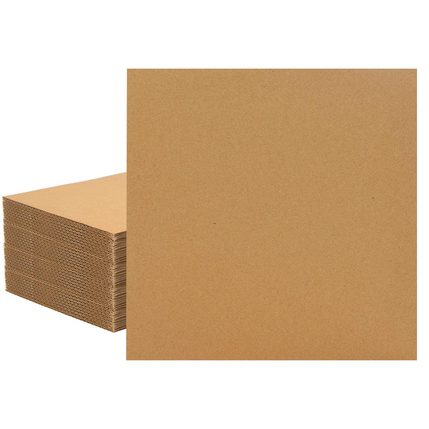 50 Pack 12x12 Inch Brown Corrugated Cardboard Sheets, Corrugated Cardboard Filler Insert Sheet Pads for Mailing, Pack Shipping, Cardboard Backing, Craft Card Board