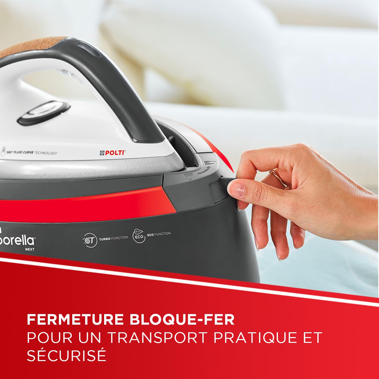 Polti Vaporella Next VN18.30, Fer à Repasser avec Chaudière 6 Bars, Puissance 2200 W, Fonction Éco et Turbo, Autonomie Illimitée, Steam Pulse 350 g, Gris et Rouge