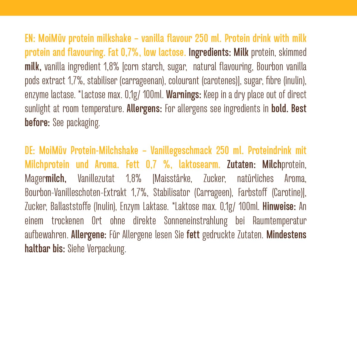GymBeam MoiMüv Protein Milchshake - Protein Shake mit 25 g Eiweiß, fettarm, niedriger Laktosegehalt, ohne künstliche Süßstoffe, fördert Muskelwachstum (250 ml (18er pack), Vanille)