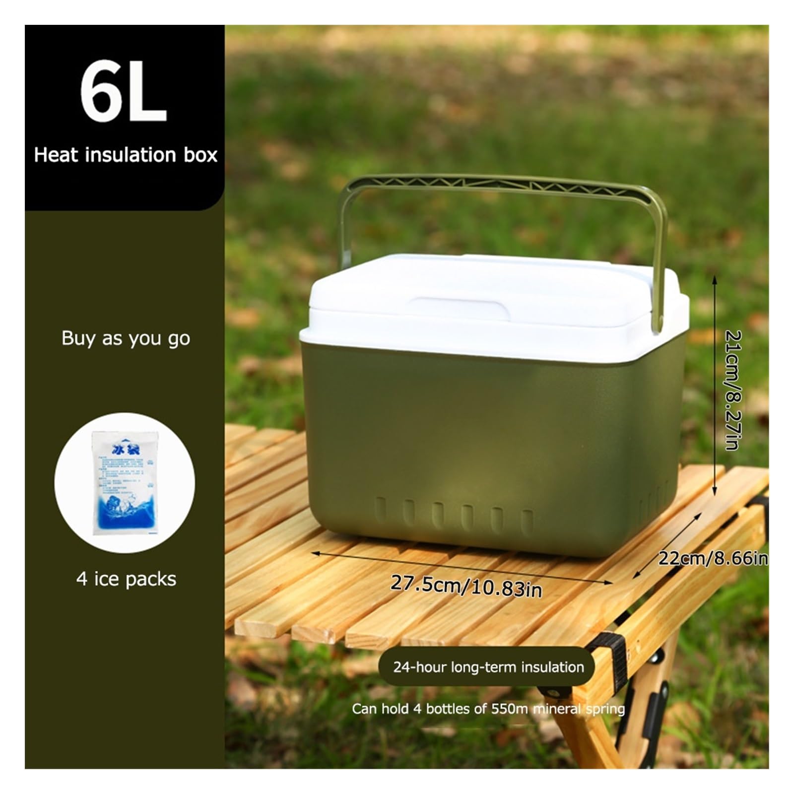 Mini refrigerador portátil for Coche de 6 litros, con Aislamiento, for Uso doméstico, Multiusos, for Acampar y Viajar.
